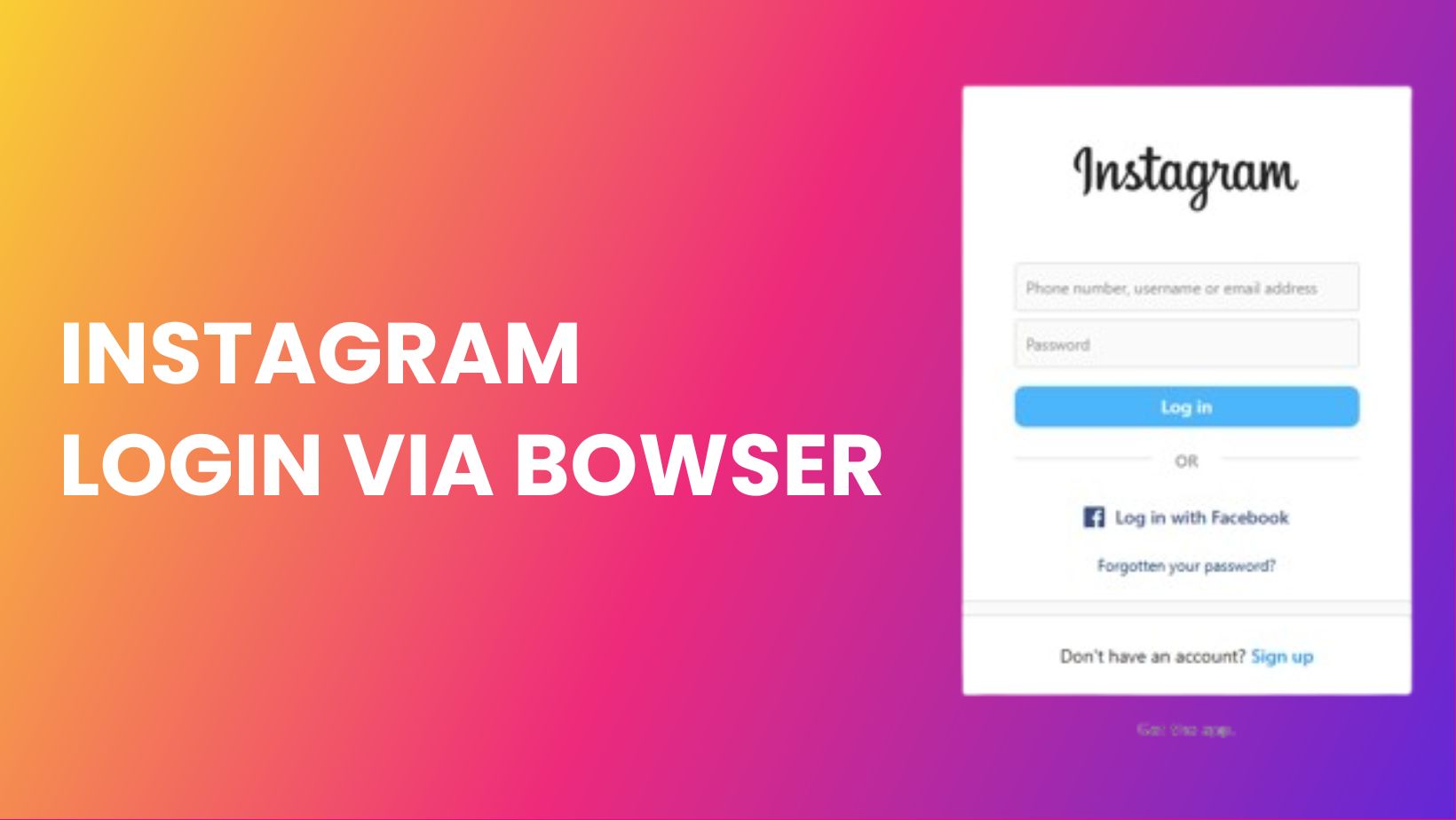 Instagram login screen in Chrome browser with username and password fields